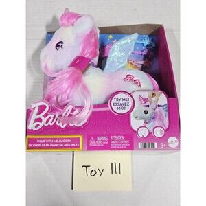 Barbie Walk With Me Alicorn Plush Interactive Unicorn Pegasus Toy 3+ Mattel